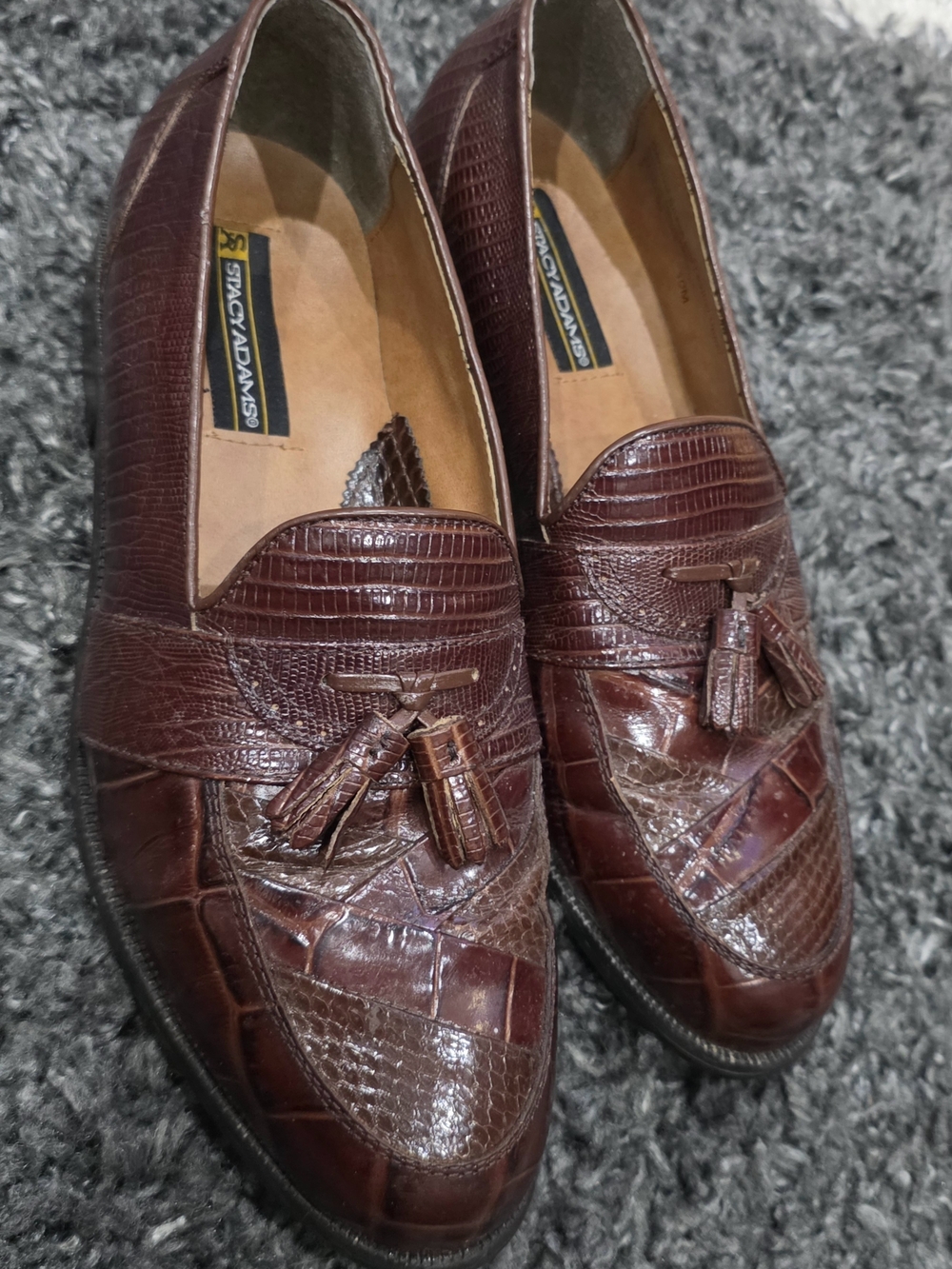 Stacy Adams Men’s Brown Genuine Snakeskin  Tassel Loafers Size 10M